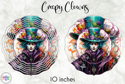 Creepy Clown Halloween Wind Spinner Design Sublimation Designs by Ira 