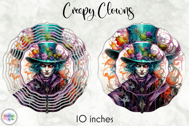 Creepy Clown Halloween Wind Spinner Design Sublimation Designs by Ira 