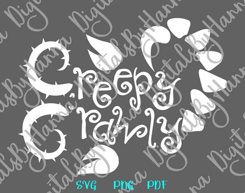 Creepy Crawly Happy Halloween Sign Print and Cut SVG Digitals by Hanna 