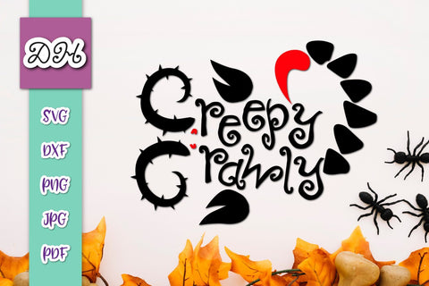 Creepy Crawly Happy Halloween Sign Print and Cut SVG Digitals by Hanna 