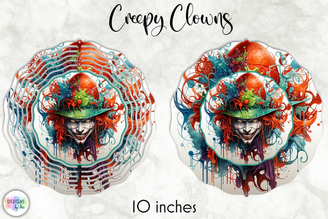Creepy Halloween Clown Wind Spinner Sublimation Sublimation Designs by Ira 