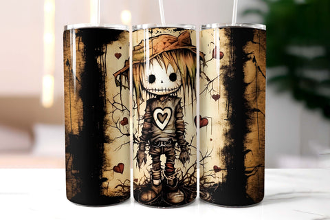 Creepy Halloween Doll Tumbler Wrap Sublimation Sublimation Designs by Ira 