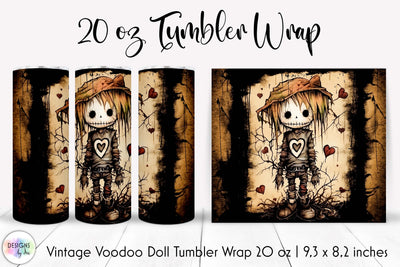 Creepy Halloween Doll Tumbler Wrap Sublimation Sublimation Designs by Ira 