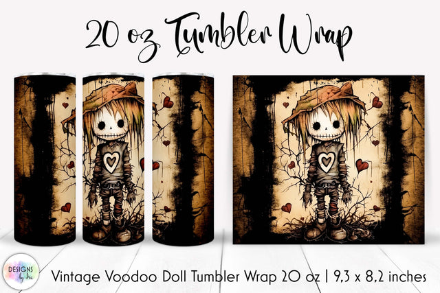 Creepy Halloween Doll Tumbler Wrap Sublimation Sublimation Designs by Ira 