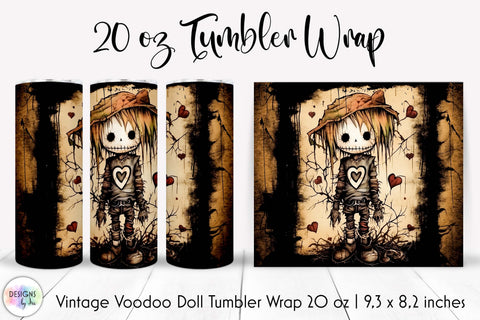 Creepy Halloween Doll Tumbler Wrap Sublimation Sublimation Designs by Ira 
