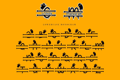 Creepy Halloween Monogram Font AEN Creative Store 