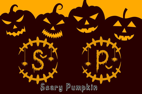 Creepy Halloween Monogram Font AEN Creative Store 