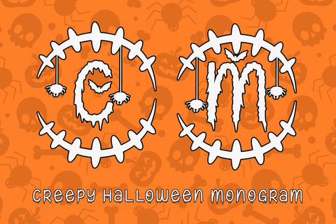 Creepy Halloween Monogram Font AEN Creative Store 