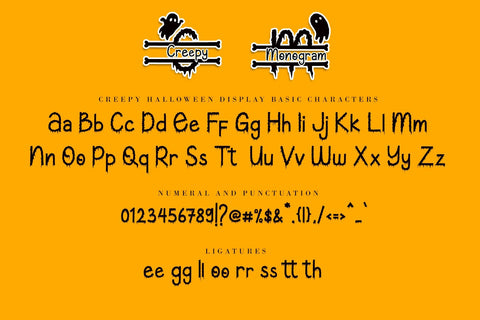 Creepy Halloween Monogram Font AEN Creative Store 