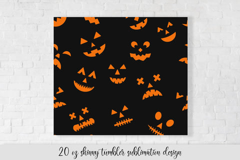 Creepy Halloween Pumpkin Faces Tumbler Sublimation Wrap Sublimation Vera Fedorova 