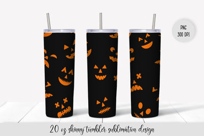 Creepy Halloween Pumpkin Faces Tumbler Sublimation Wrap Sublimation Vera Fedorova 