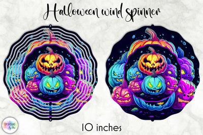 Creepy Pumpkins Halloween Wind Spinner Design Sublimation Designs by Ira 