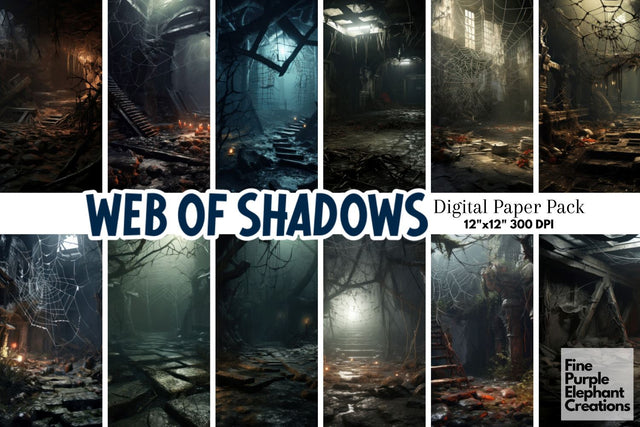 Creepy Spider Lair | Scary Halloween Digital Pattern Fine Purple Elephant Creations 