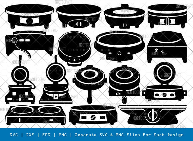 Crepe Maker Silhouette, Crepe Maker SVG, Electric Crepe Maker Svg, Pancake Maker Svg, Crepe Maker Bundle, SB00982 SVG ETC Craft 