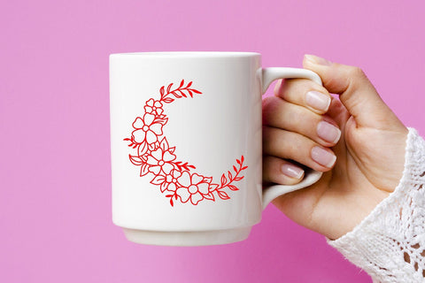 Crescent moon Flowers, flowers svg cut file SVG dadan_pm 