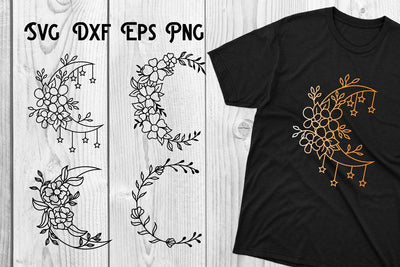 Crescent moon Flowers, flowers svg cut file SVG dadan_pm 