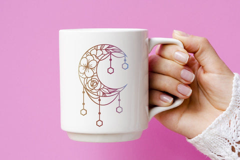 Crescent Moon Flowers Svg, Moon Flowers SVG dadan_pm 