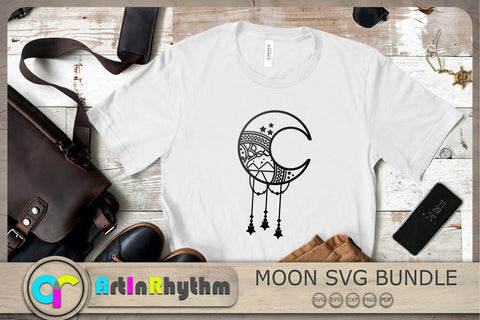 Crescent Moon Mandala Svg Bundle, Moons Svg, Mandala Svg, Zentangle Svg SVG Artinrhythm shop 