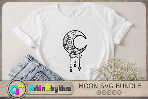 Crescent Moon Mandala Svg Bundle, Moons Svg, Mandala Svg, Zentangle Svg SVG Artinrhythm shop 