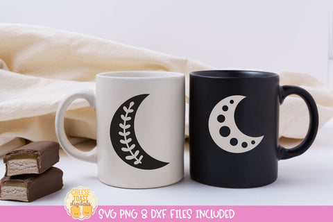 Crescent Moon SVG Bundle | Boho Floral Moon Cut Files SVG Cheese Toast Digitals 