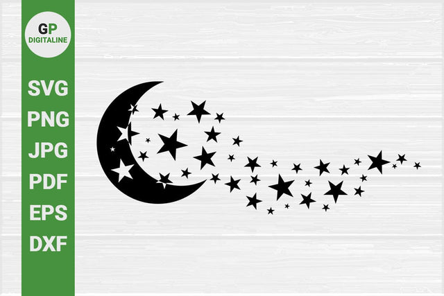 Crescent Moon SVG, Stars SVG, Waves SVG, Sparkle SVG, Celestial SVG, Galaxy SVG, Space SVG, Nature SVG, Outdoor SVG SVG GPDigitaline 