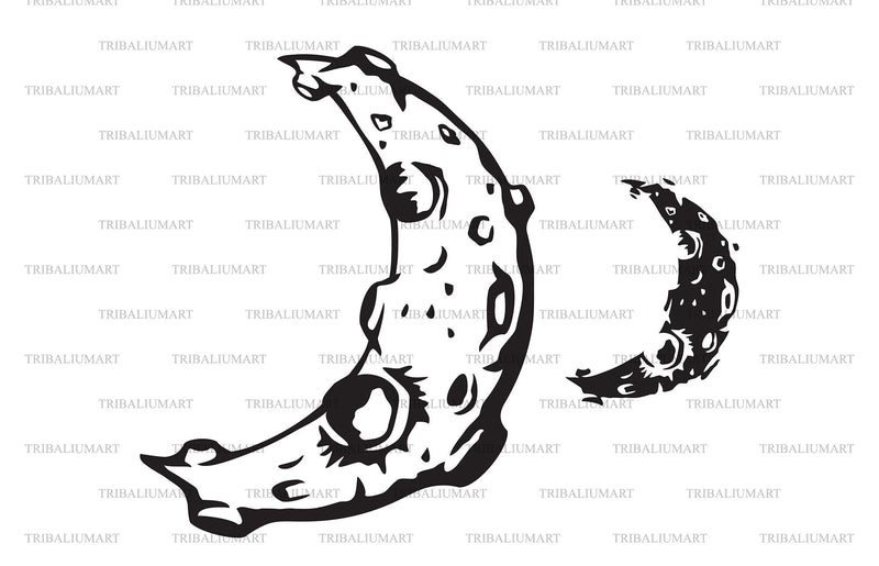 Crescent Moon with Lunar Craters SVG TribaliumArtSF 