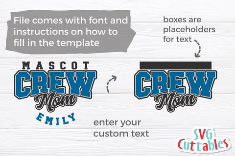 Crew svg - Crew Mom Template 002 - svg - dxf - eps - png - Cut File - Silhouette - Cricut - Digital Download SVG Svg Cuttables 