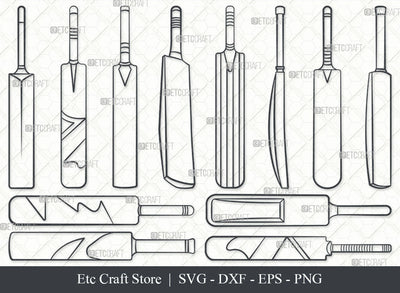 Cricket Bat SVG, Bat Outline, Sports Svg, Cricket Svg, Bat Svg, Sports Bat Svg, Cricket Lover Svg, Cricket Bat Bundle SVG ETC Craft 
