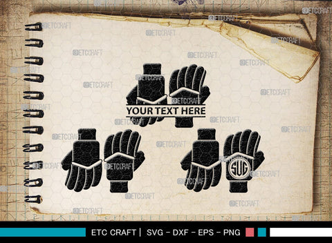 Cricket Hand Gloves Monogram, Cricket Hand Gloves Silhouette, Hand Gloves SVG, Cricket Batting Gloves Svg, Sport Gloves Svg, Gloves Bundle, SB00136 SVG ETC Craft 