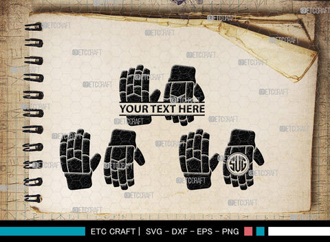 Cricket Hand Gloves Monogram, Cricket Hand Gloves Silhouette, Hand Gloves SVG, Cricket Batting Gloves Svg, Sport Gloves Svg, Gloves Bundle, SB00136 SVG ETC Craft 