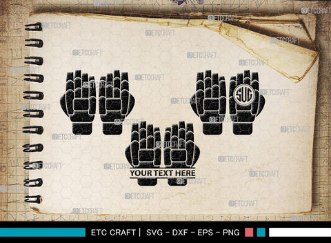 Cricket Hand Gloves Monogram, Cricket Hand Gloves Silhouette, Hand Gloves SVG, Cricket Batting Gloves Svg, Sport Gloves Svg, Gloves Bundle, SB00136 SVG ETC Craft 