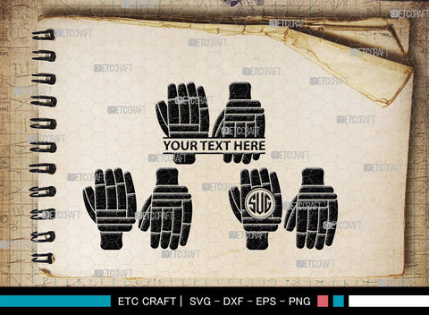 Cricket Hand Gloves Monogram, Cricket Hand Gloves Silhouette, Hand Gloves SVG, Cricket Batting Gloves Svg, Sport Gloves Svg, Gloves Bundle, SB00136 SVG ETC Craft 