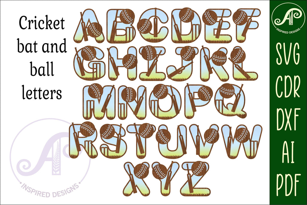 Cricket letters alphabet set. 70 layered letters. - So Fontsy