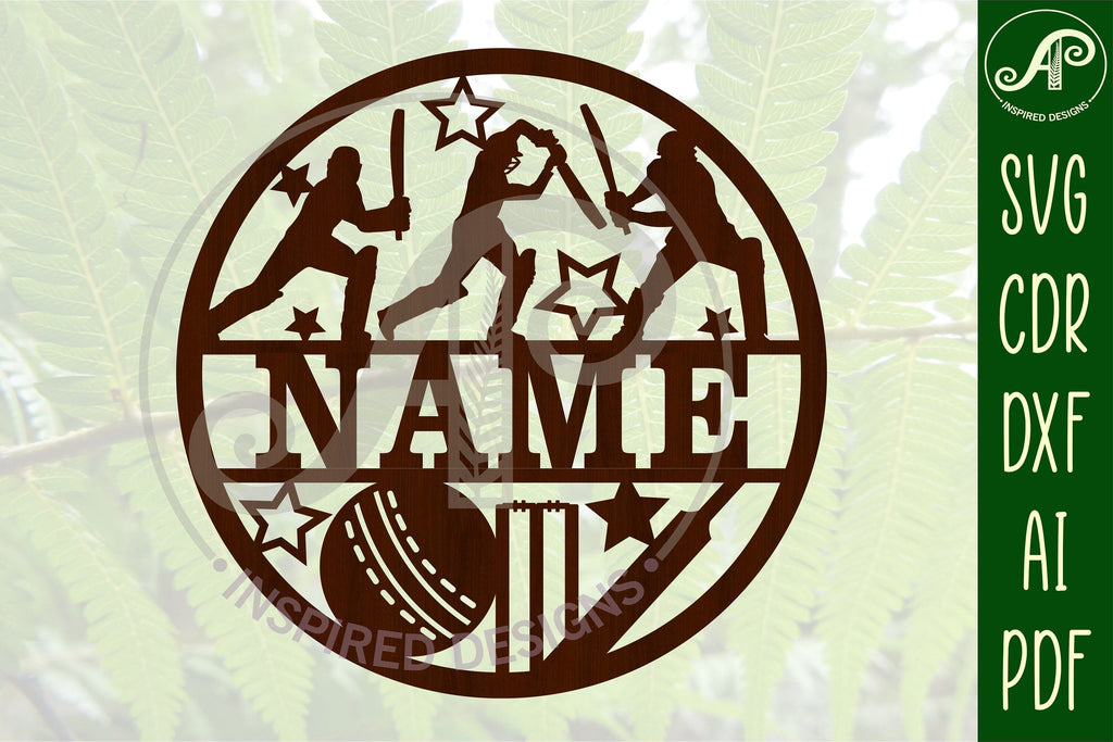 Cricket male name sign svg laser cut template - So Fontsy