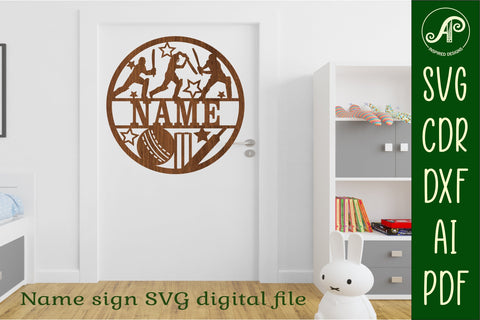 Cricket male name sign svg laser cut template SVG APInspireddesigns 