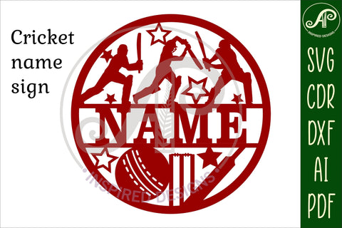 Cricket male name sign svg laser cut template SVG APInspireddesigns 