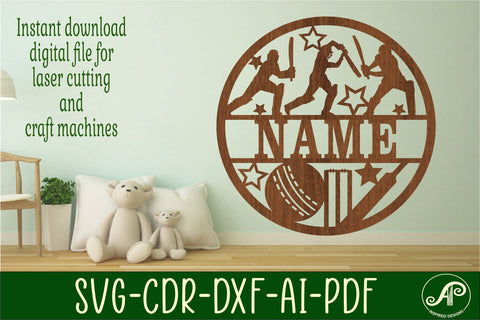 Cricket male name sign svg laser cut template SVG APInspireddesigns 