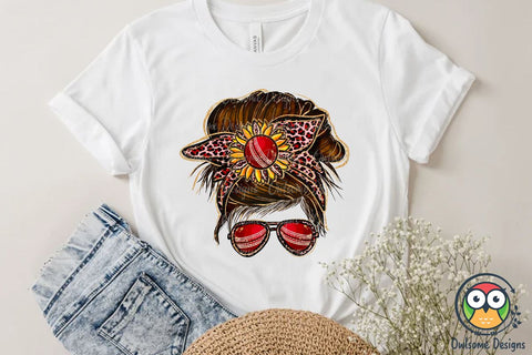 Cricket Messy Bun Sublimation Sublimation Owlsome.Designs 