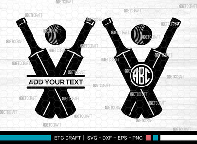 Cricket Monogram SVG, Cricket SVG, Cricket Bat Svg, Cricket Ball Svg, Cricket Stump Svg, Cricket Helmet Svg, Split Monogram SVG ETC Craft 