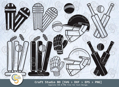 Cricket Silhouette, Cricket SVG, Cricket Bat Svg, Cricket Ball Svg, Cricket Stump Svg, Cricket Helmet Svg, Cricket Bundle SVG ETC Craft 