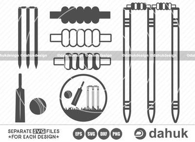 Cricket Stump SVG, Cricket bat svg, Cricket Ball, Cricket Icon, Cricket stumps and rails svg, Cut file for silhouette, svg, eps, dxf, png, clipart cricut design space, vinyl cut files SVG dahukdesign 