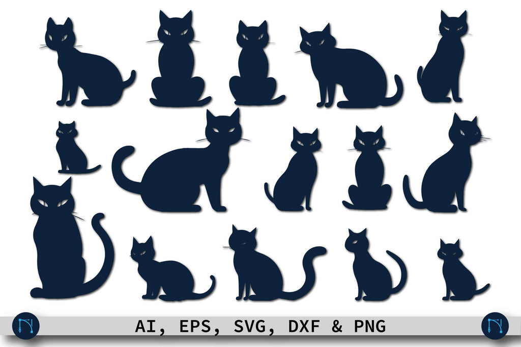 Cricut Black Cat Silhouettes SVG Bundle - So Fontsy