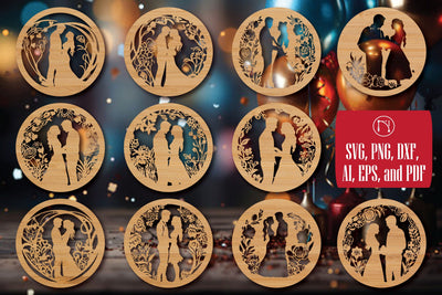 Cricut Christmas Couple Coasters SVG Bundle SVG MD JOYNAL ABDIN 
