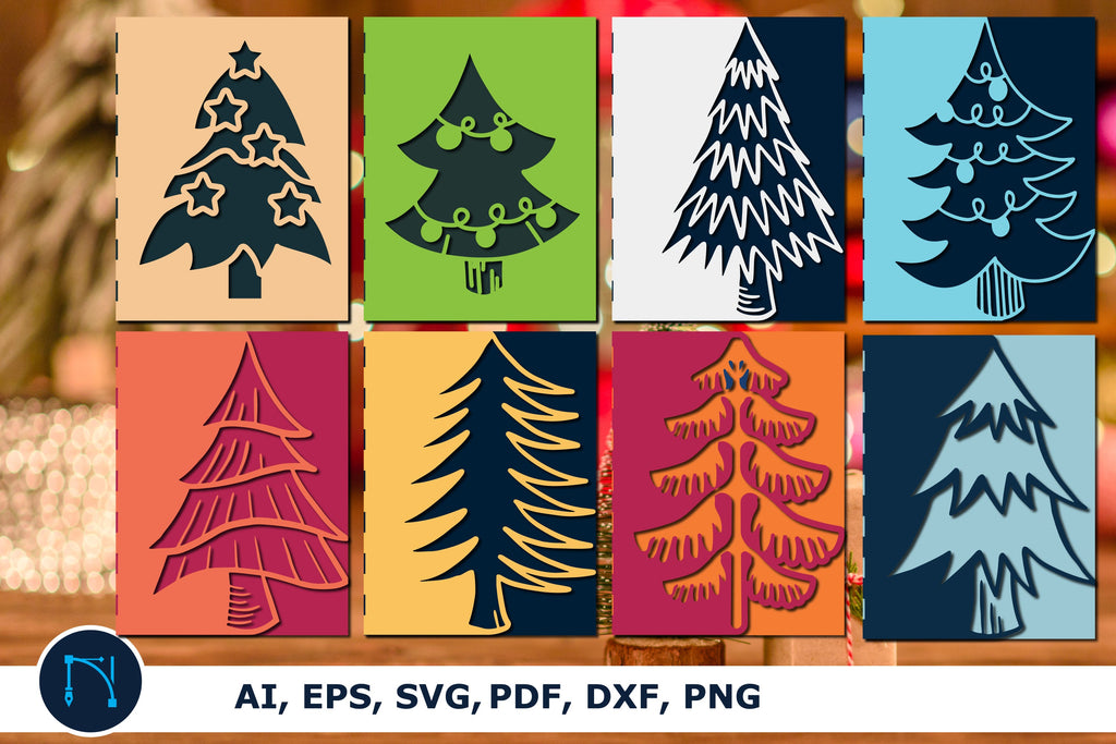 Cricut Christmas tree card SVG bundle - So Fontsy
