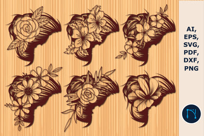 Cricut floral Messy bun SVG bundle SVG MD JOYNAL ABDIN 