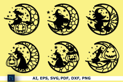 Cricut Halloween Witch with Moon SVG set SVG MD JOYNAL ABDIN 