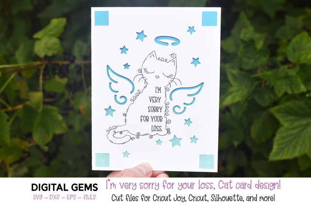 Cricut Joy SVG | Cat loss sympathy insert card. SVG Digital Gems 