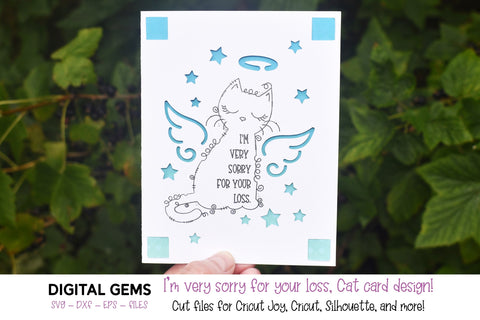 Cricut Joy SVG | Cat loss sympathy insert card. SVG Digital Gems 
