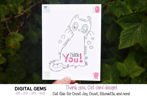 Cricut Joy SVG | Cat Thank you Greeting Card. SVG Digital Gems 