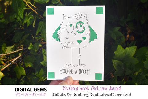 Cricut Joy SVG | You're a hoot, Owl Insert Greeting Card. SVG Digital Gems 